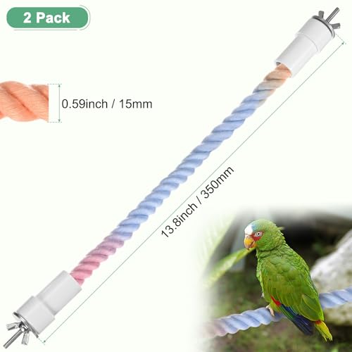 M METERXITY 2-Pack Rope Perches for Bird Cages, 13.8 in Length Comfort Grip Flexible Rope Perch Beak & Paw Grinding for Parrots/Cockatiels/Parakeets, Bird Platform Sand [Pink Blue] - color: Pink Blue, size: 13.8 in