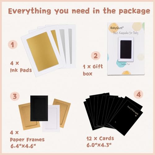 Inkless Baby Hand and Footprint Kit,Clean-Touch Ink Pads - color: Gold and Silver, size: 4-Pack, Large