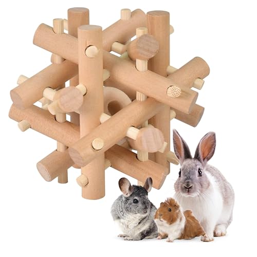 Wooden Chewing Toy for Small Animals, Natural Wood for Rabbit, Guinea Pig, Bunny, Chinchilla (Colorless)
