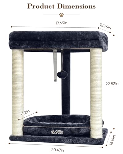 SYANDLVY Small Cat Tree for Indoor Cats with 2 Levels Perch Platforms - color: Smoky