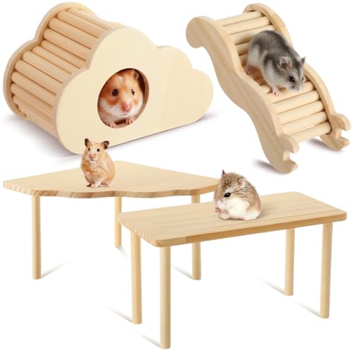 Breezehug 4 Pcs Hamster Cage Accessories Hamster Platform Toy, Cloud - style: Cloud