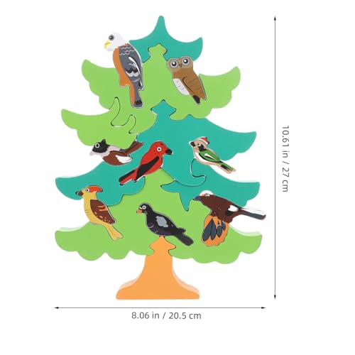 TOYANDONA 1 Set of Baby 3D Jigsaw Puzzle Wooden Tree Bird Shaped Montessori Toy Educational Preschool Learning Toys Children's Day