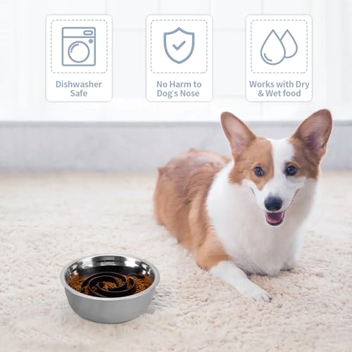Slow Feeder Dog Bowls Insert, Bestalk Soft Silicone Slow Eating Feeder Insert with Suction Cups for Small, Medium and Large Dogs, Fit into Basic and Elevated Dog Bowls, Black - color: Black, size: L
