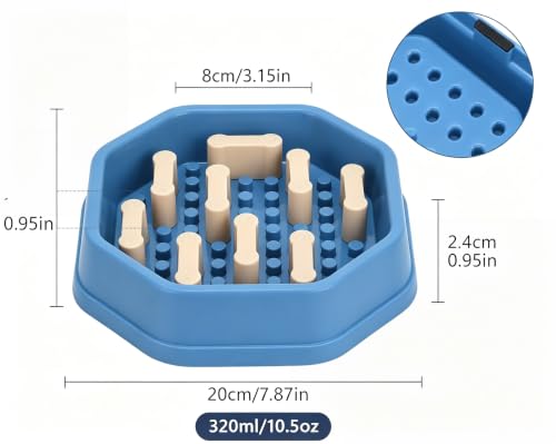 Slow Feeder Bowl with Removable Pegs for Small and Medium Dogs and Cats - color: Blue