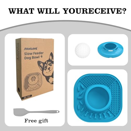 Dog Lick Bowl with Interactive Rolling Ball & Slow Feeder