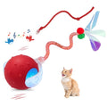 Interactive Cat Ball Toy, Motion Activated Electric Rechargeable Cat Toy - color: red