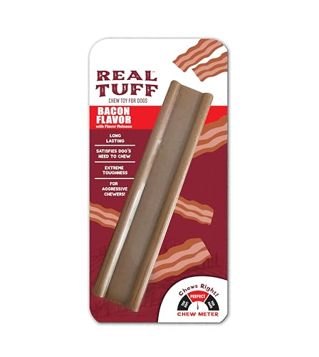 Real Tuff | Chew Toy for Large Dogs | Long Lasting for Aggressive Chewers | Bacon Flavor | 1 Count