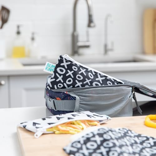 Bumkins Reusable Snack Bags, for Kids School Lunch and for Adults Portion, Washable Fabric, Waterproof Cloth Zip Bag, Supplies Travel Pouch, Food-Safe, 2-pk Hearts and XOXO - color: A1 XOXO & Hearts-Sm