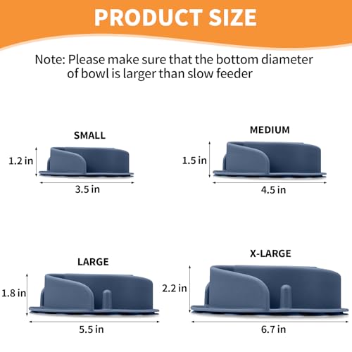 Slow Feeder Dog Bowls Insert, Bestalk Soft Silicone Slow Eating Feeder Insert with Suction Cups for Small, Medium and Large Dogs, Fit into Basic and Elevated Dog Bowls, Dark Blue - color: Dark Blue, size: S