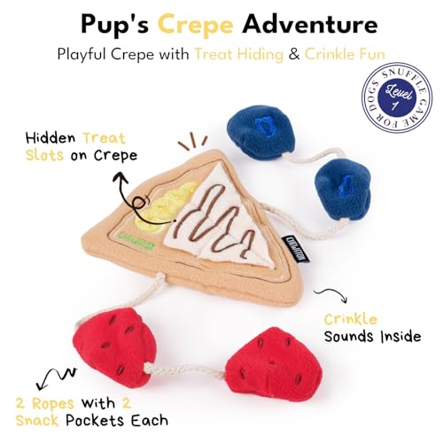 CHEWFFON Crepe Snuffle Dog Toy, Interactive Play with Treat Pockets - style: Crepe