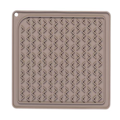 Messy Mutts Therapeutic Lick Mat, 8 Inch, Grey with Spatula