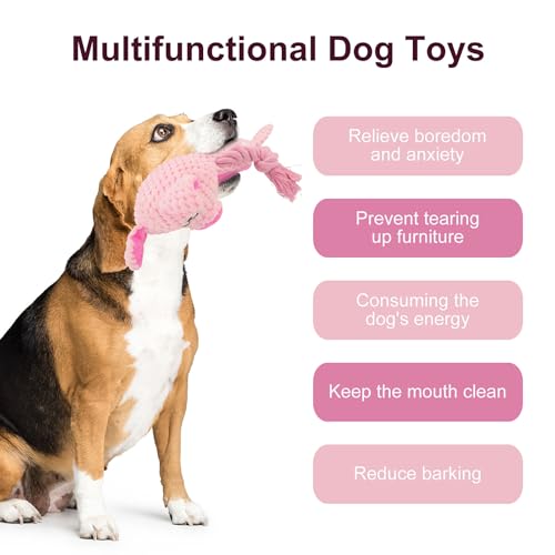 Dog Toys, Dog Squeaker Toys with Crinkle Paper (Pink Pig) - color: Pink Pig