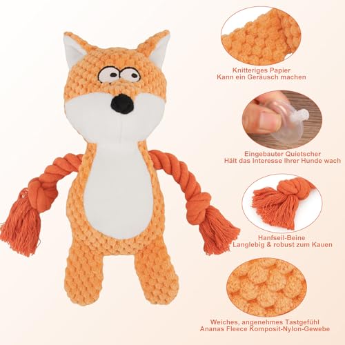 Dog Toys, Dog Squeaker Toys with Crinkle Paper (Orange Fox) - color: Orange Fox
