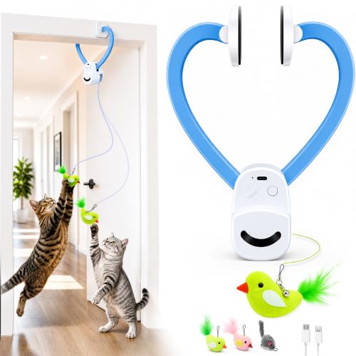 CATPICK Interactive Doorway Cat Toy, No-Adhesive Clip-On for Indoor Cats - color: Blue