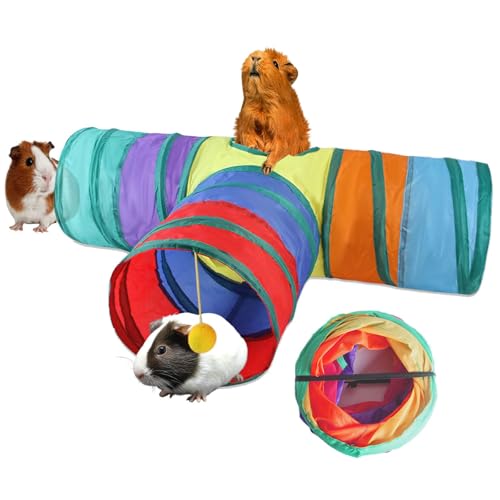 5.9" Guinea Pig Tunnels & Tubes Collapsible 3 Way Activity Tunnel Toys Hideout Hideaway for Guinea Pig Chinchilla Ferret Hamster Rat Hedgehog(Small Animal)