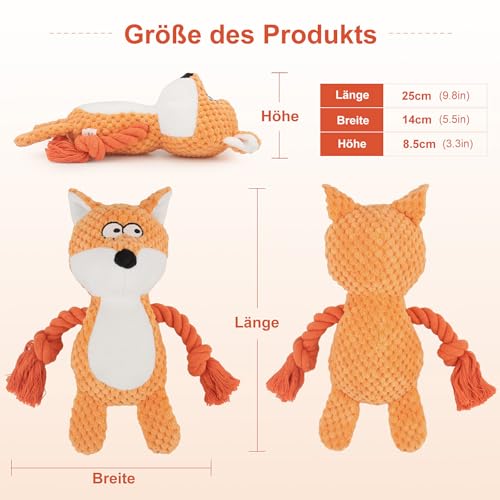 Dog Toys, Dog Squeaker Toys with Crinkle Paper (Orange Fox) - color: Orange Fox