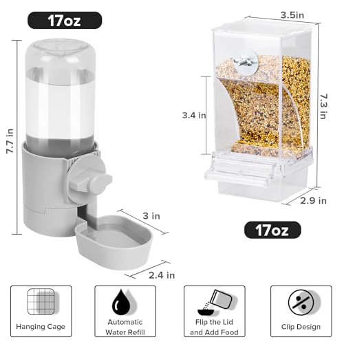 lemtrflo No Mess Bird Feeder Water Dispenser Set, Bird Feeder for Cage - color: grey