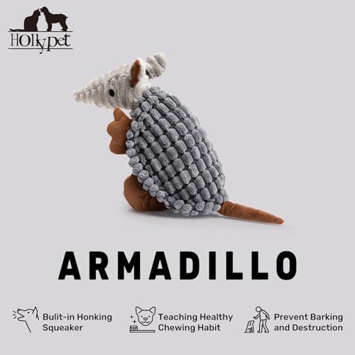 Hollypet Armadillo Squeaky Puppy Dog Toys for Small Medium Dogs, 8" - color: Dark Gray, size: 8 IN