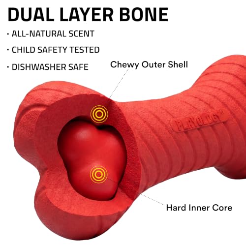 Playology Dual Layer Bone Dog Chew Toy - Jumbo, Beef Scent - size: Jumbo, style: Beef