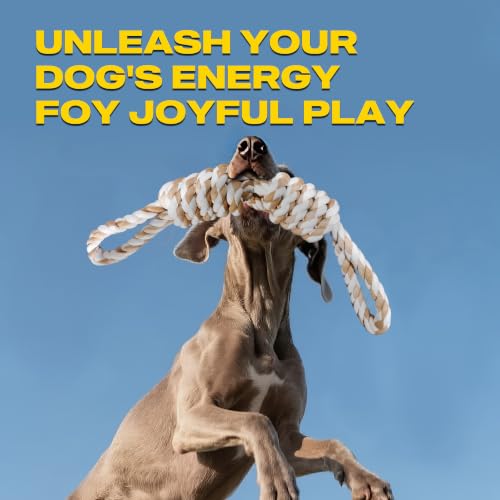 Fida Dog Rope Toys for Aggressive Chewers, Tug Toys for Large Medium Dogs - color: White-2 handles