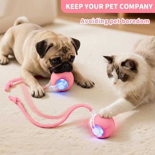 Cat Toys for Indoor Cats Smart Automatic Ball Moving Chase Dogs Toy, Pink - color: A3-Pink