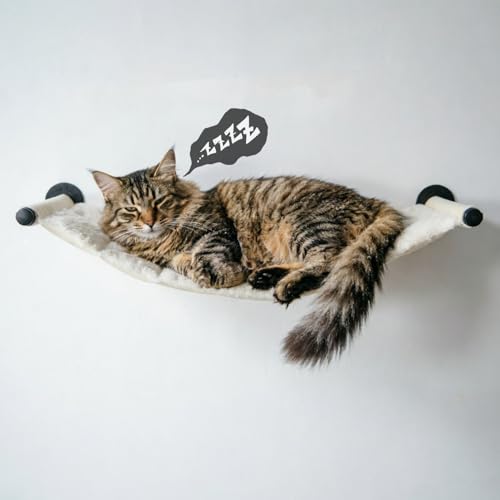 Cat Hammock Wall Mounted, Wall Mounted Cat Shelves, 35.43 x 12.99 in - color: Plush Long
