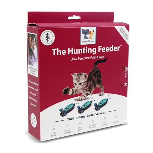 SPOT Doc and Phoebe's Cat Hunting Feeder - Interactive Indoor Slow Feeder & Treat Dispenser Toy, Encourage Natural Instinct to Hunt, Solve Behavioral Problems & Obesity, Set Includes 3 Mice and Scoop
