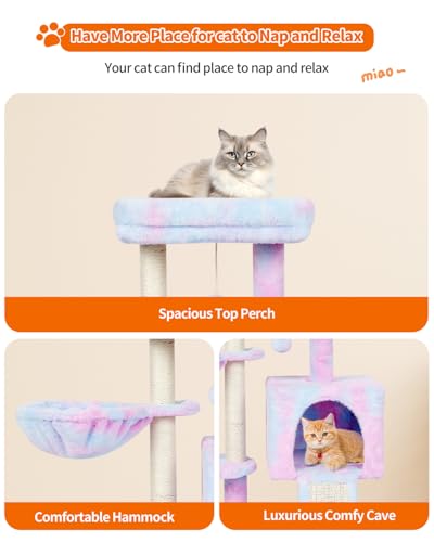 Cute Cat Tree Kitten Cat Tower Condo Furniture Scratching Posts Hammock - color: Rainbow
