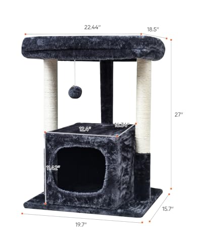 SYANDLVY 27IN Cat Tree for Indoor Cats Large Adult, Modern Activity Tower - color: Smoky