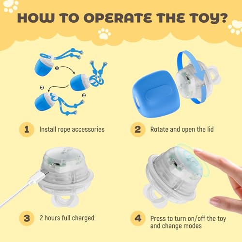 Interactive Dog Toys, Automatic Moving and Rolling Dogs Toy with Rope for Medium/Large Dogs, Interactive Dog Ball to Keep Them Busy(Blue) - color: Blue, size: Medium Large