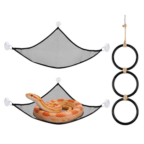 Snake Climbing Rings with 2 Hammock, Snake Climbing Toys Snake Enrichment