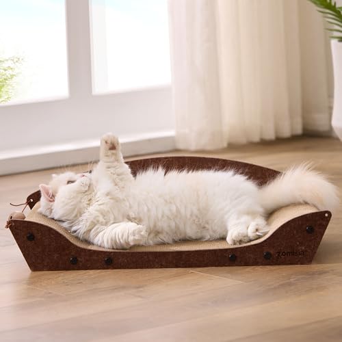 ZOMISIA Cat Ball Track Toy & 26'' Cardboard Cat Scratcher Bed