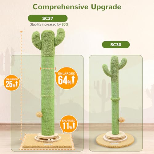 Globlazer Extra Thick Cactus Scratching Posts for Indoor Large Cats, SC37 - color: Green