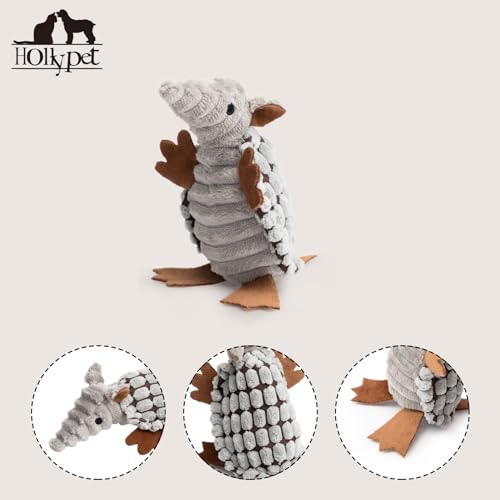 Hollypet Armadillo Squeaky Puppy Dog Toys for Small Medium Dogs, 6" - color: Gray, size: 6 IN