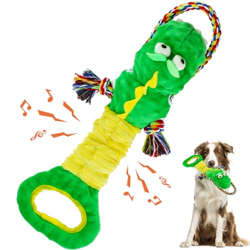 YINEYA Squeaky Dog Chew Toys,Interactive Tug of War Dog Toys to Keep Them Busy,Soft Plush Dog Toys for Small Medium Large Breeds,Dog Rope Toys for Teething,Reward Gift