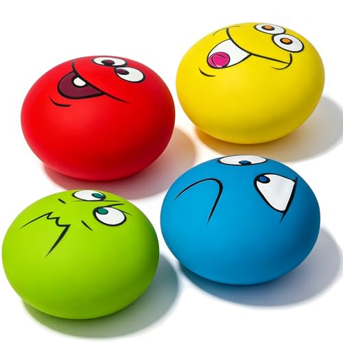 3.1" Squeaky Dog Toys for Large Dog, Medium Breed, Latex Flat Ball - color: 4 Colors For M/L 3.1", size: Large