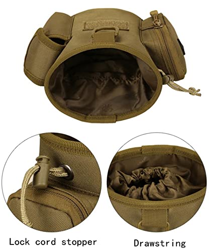 Compact Drawstring Tactical Dump Pouch Bag Dog Treat Training Pouch for Range Shooting, Hunting Airsoft ，Also As Training Bag for Doggie Puppy Treat Snack Pet Toys - color: CAMO