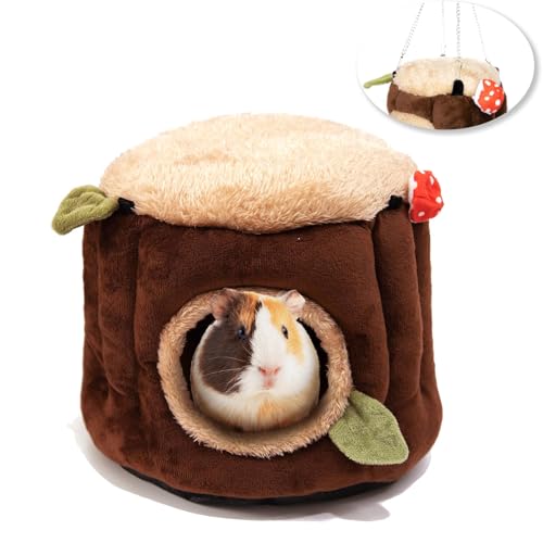 Guinea Pig Hideout Hamster Cage Accessories,Stump Style Soft Washable Hedgehog,Ferret,Rat Hammock for Cage,Chinchilla,Ferret, Bunny Bed,Small Animal Houses & Habitats(M) - size: Medium