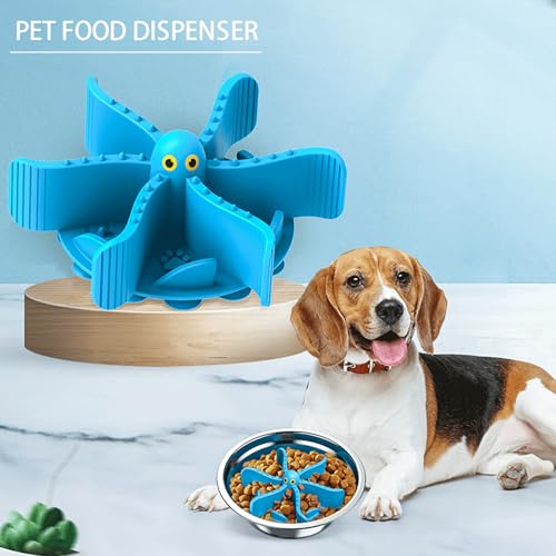 Slow Feeder Insert for Dog Bowl,Silicone Pet Food Slow Feeder(Cuttable),with Suction Cups for Large Breed and Medium Small Size Compatible with Regular Elevated Metal Glass Bowl