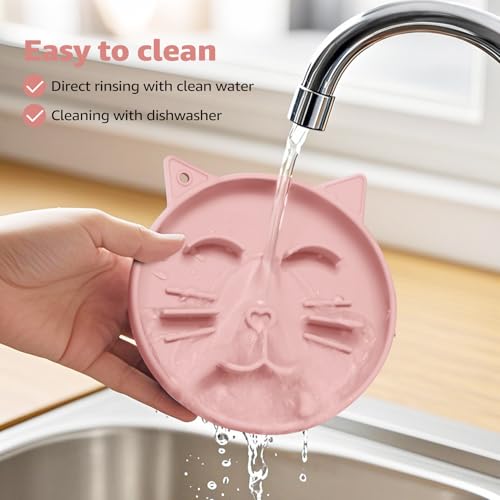 Coomazy Slow Feeder Cat Bowl Silicone Pet Puzzle Feeder for Slow Eating - color: Pink, size: 0.8 Cups