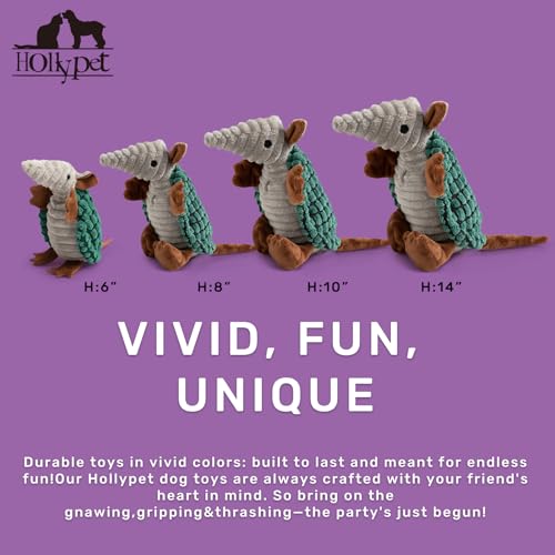 Hollypet Armadillo Squeaky Puppy Dog Toys for Small Medium Dogs, 8" - color: Deep Green, size: 8 IN