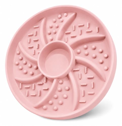 Slow Feeder Dog Bowl Silicone Suction Cup Anti Spill Dogs Cats Pink - color: Pink