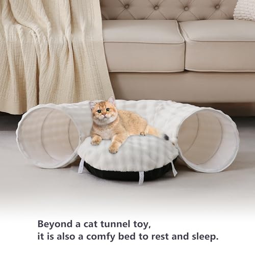 Bubble Round Cat Tunnel for Indoor Cats, Cream White - color: Cream White, size: Round