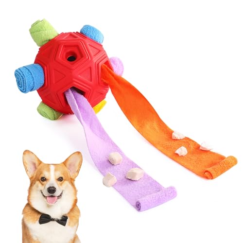 Dog Snuffle Ball Toy, Interactive Dog Puzzle Ball, Encourage Natural Foraging Skills Slow Feeder Training Dog Sniff Toy (Red)