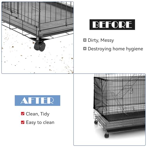 Trinkrittey Adjustable Bird Cage Seed Catcher Net Cover Elastic Band Mesh Cover Black for Parrot Cages - color: Black