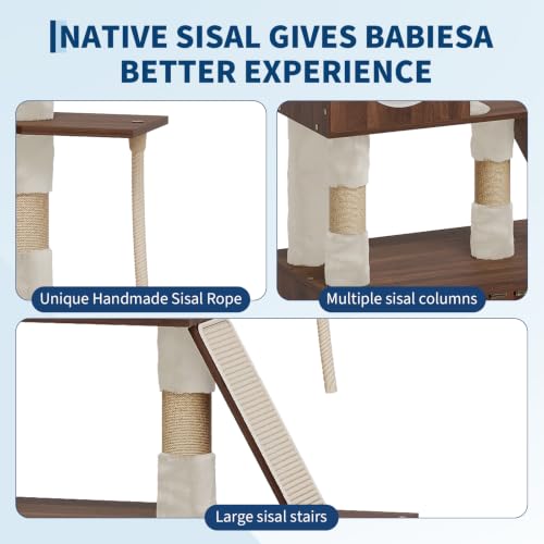 Garvee 66.9" Cat Tree with Litter Box Enclosure, Multi-Level Cat Condo - color: Walnut