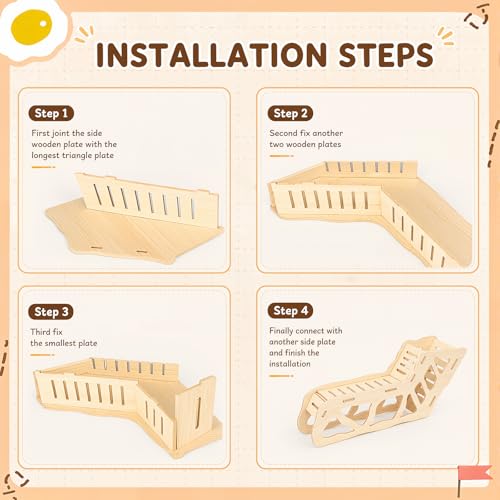 BreezeHug 4 Pcs Hamster Cage Accessories Hamster Platform Toy, Wood - style: Wood