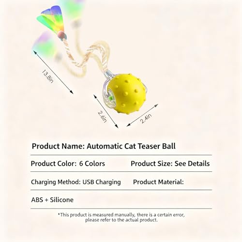 Interactive Cat Toys for Indoor Cats,3-Tails,Automatic Moving Kitten Toys - color: Yellow