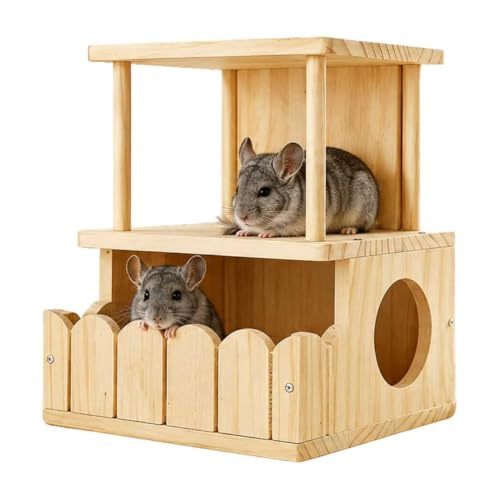 Chinchilla Hideout, Natural Wooden Hamster House Hideout - color: J