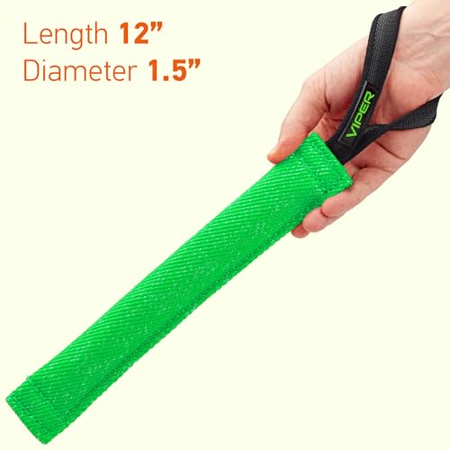 Viper Heavy Duty French Linen Dog Bite Tug Toy - K9 Trainer, Tough and Durable for Dogs Shutzhund IPO K-9 - Green - 12in L x 1.5 W - color: Green, size: 12in L x 1.5in W